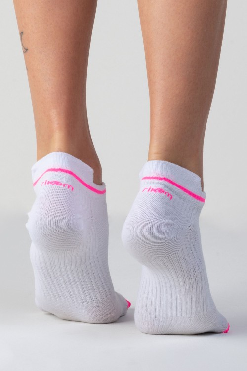 Meia Fitness Feminina Performance Branca e Rosa