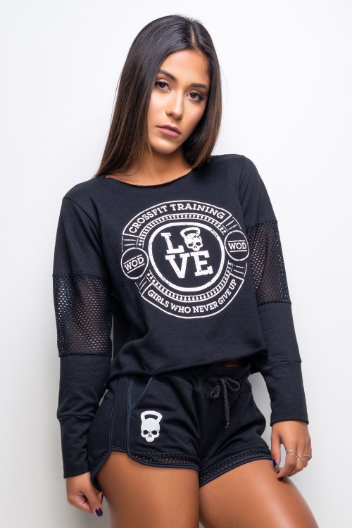Casaco Feminino de moletinho Preto Cross Lovers