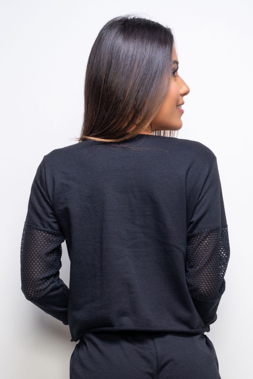 Casaco Feminino de moletinho Preto Cross Lovers