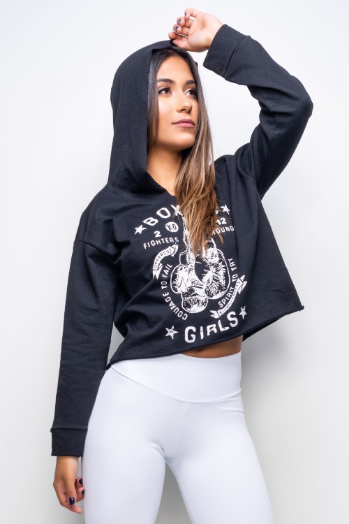 Casaco Feminino de moletinho Preto Boxing Girls