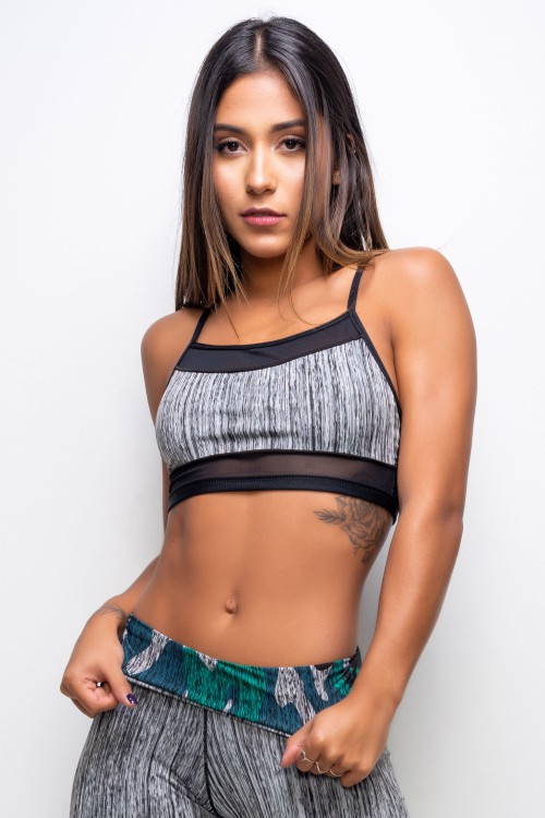 Top Fitness Feminino Dupla Face Inverse Camouflage