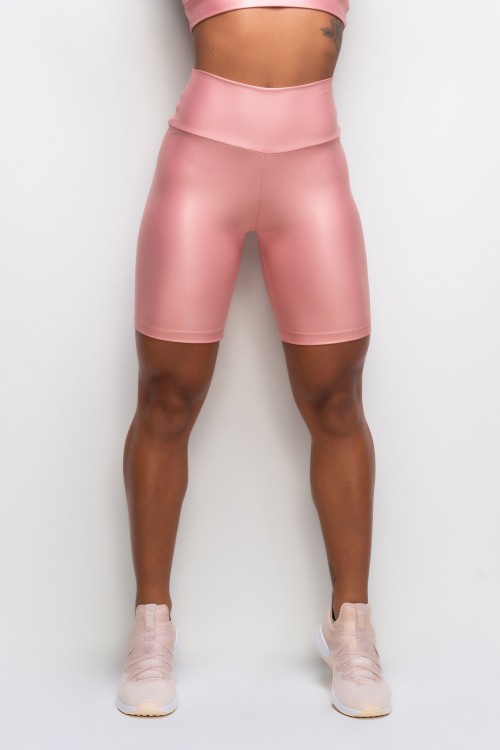 Bermuda Fitness Rosê com Brilho Shine