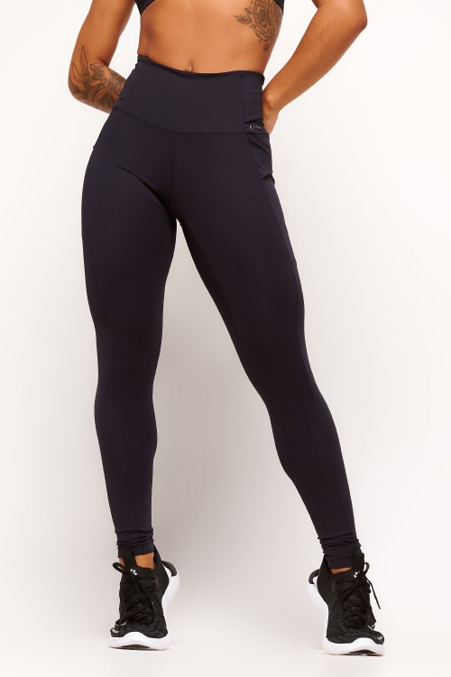 Calça Legging Tech-Run Preta com bolso Pace your Race