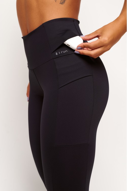 Calça Legging Tech-Run Preta com bolso Pace your Race