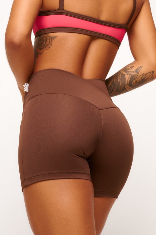 Short Marrom Básico Transpassado