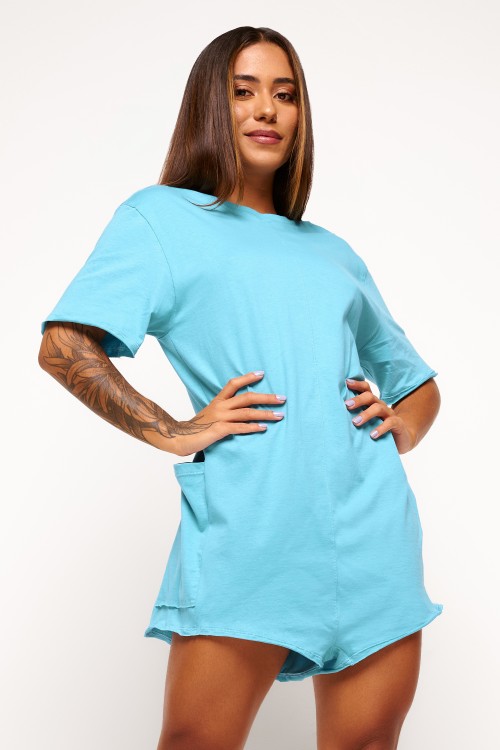 Macaquinho Azul de Algodão Free Spirit