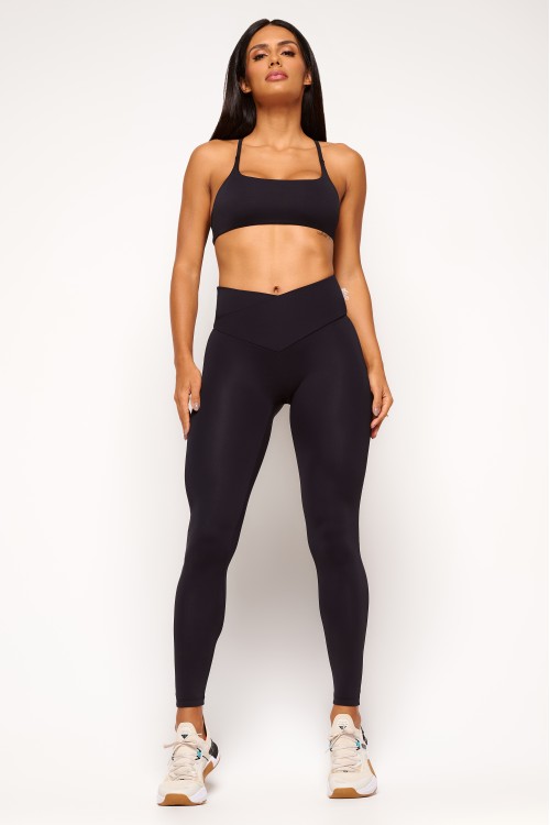 Calça Legging Preta Básica Transpassada