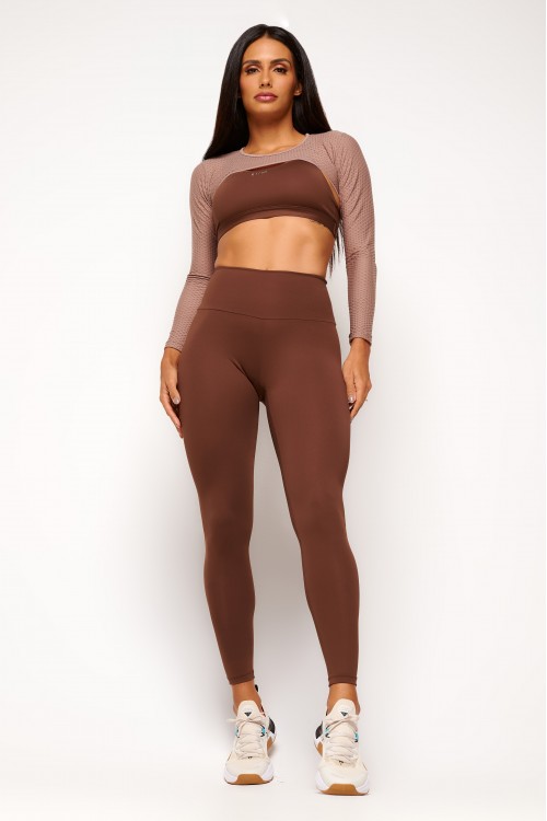 Calça Legging Tech-Run Marrom E-Run