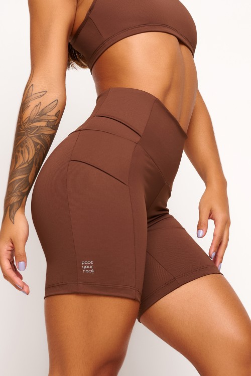 Bermuda Tech-Run Marrom com bolso Pace your Race